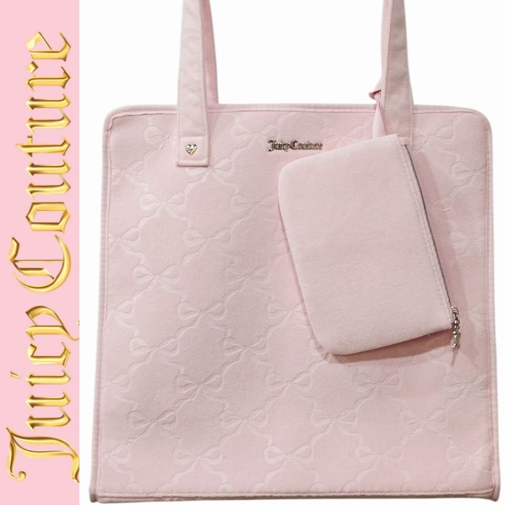 Juicy Couture Bows Terrycloth Beach Tote Bag w/Swimsuit Pouch